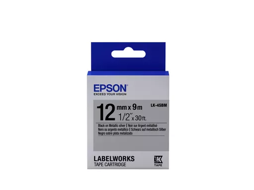 Epson C53S654019/LK-4SBM DirectLabel-etikettes black on silver metallic 12mm x 9m for Epson LabelWorks 4-18mm/36mm/6-12mm/6-18mm/6-24mm