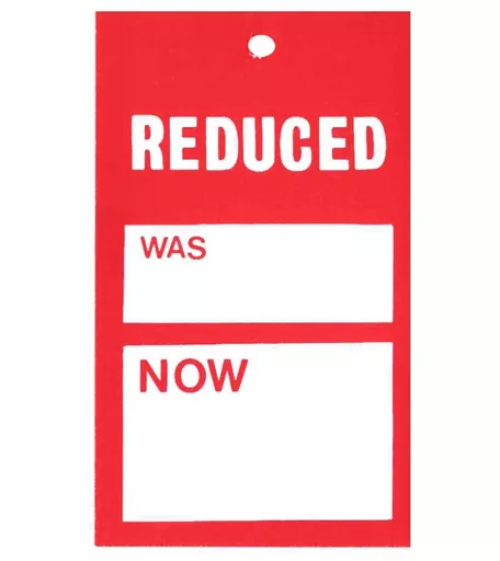 Unstrung 'Reduced Was/Now' Tagging Tickets - 56mm x 95mm (Pack of 500)