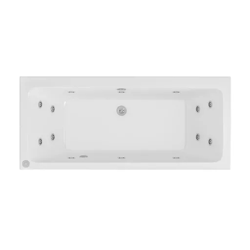 Portland 1800 x 800 x 440mm Double Ended (DE) 14 Jet Beauforte Whirlpool Bath - Chrome