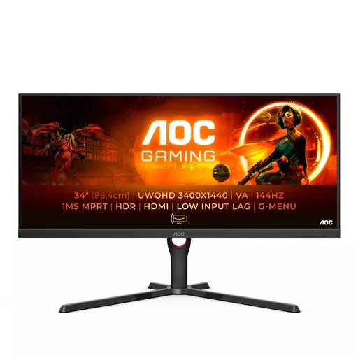 AOC G3 U34G3XM/EU LED display 86.4 cm (34") 3440 x 1440 pixels UltraWide Quad HD Black, Red