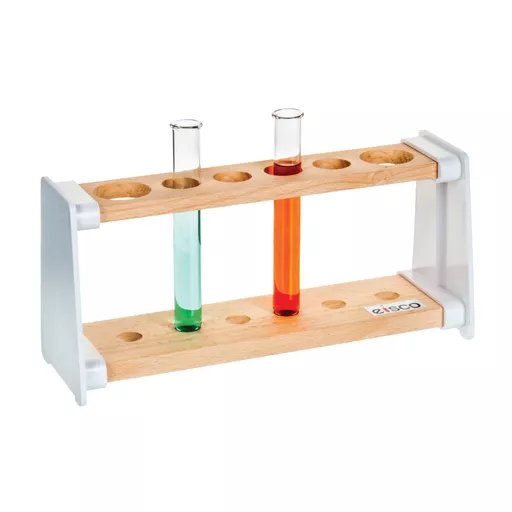 Stands, boiling tube, hard wood with polypropylene end supports, supplied as kit for assembly by user, 6 holes x 32 mm diameter