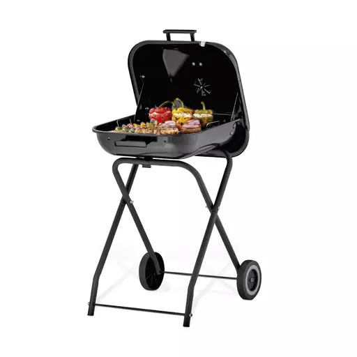 Portable Barrel Grill with Wooden Carry Handle BBQs Tower Housewares