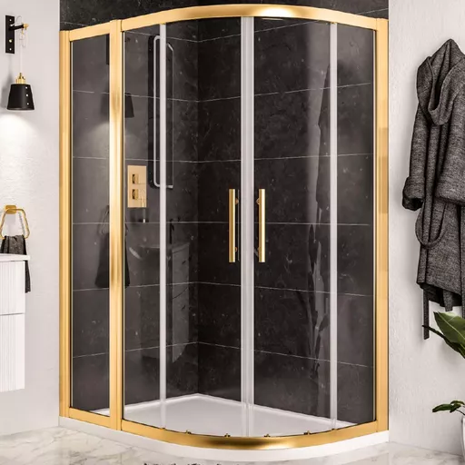Volente 1000 x 1000mm Quadrant Shower Enclosure - Brushed Brass