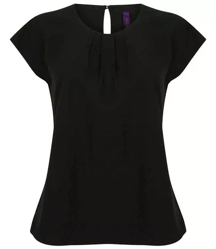 Henbury Ladies Pleat Front Short Sleeve Blouse