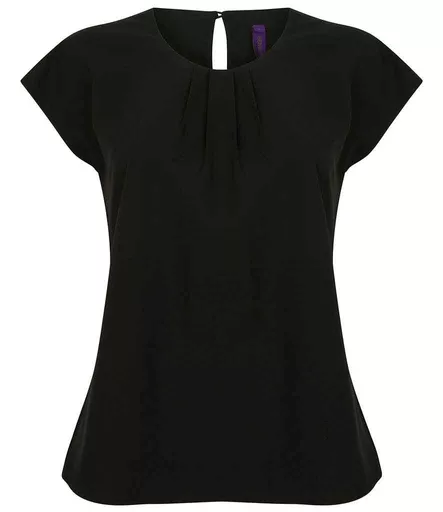 Henbury Ladies Pleat Front Short Sleeve Shirts & Blouses