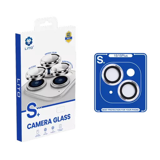 Lito - Camera Ring Glass & Easy Install Applicator for iPhone 15 & iPhone 15 Plus - Silver