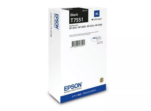 Epson C13T75514N/T7551 Ink cartridge black, 5K pages 100ml for Epson WF 6530/8090/8510