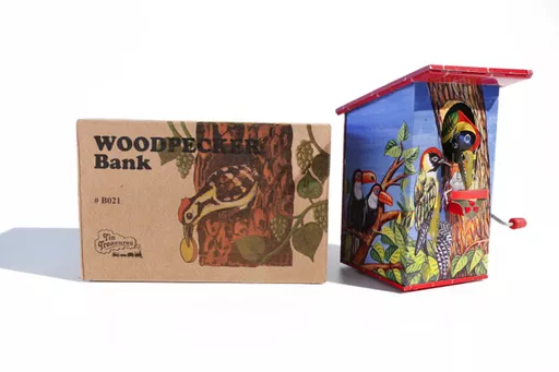 Tin Woodpecker Money Box