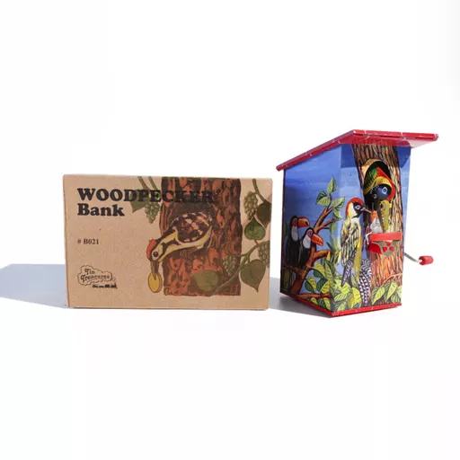 Tin Woodpecker Money Box