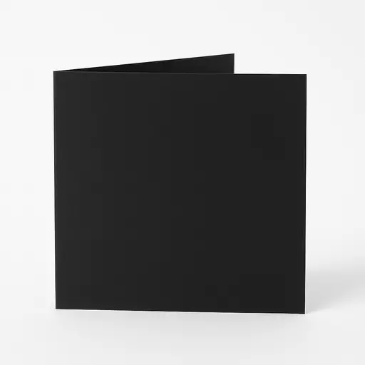 Black square pre-scored card blank on a plain white background