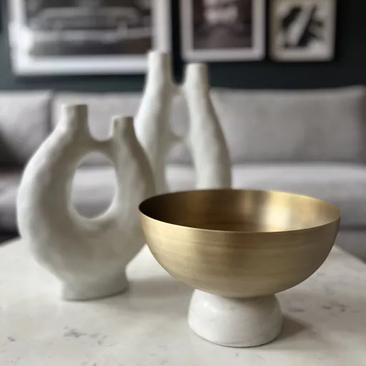 OUT OF STOCK -  Decorative Bowl, Mathilde, Gold/White