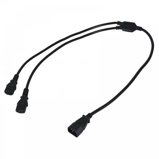 Moulded Y Split - IEC Male to 2 IEC Female 1m