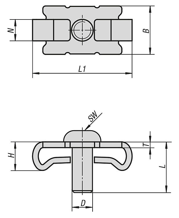 Connecting Set. M6 Thread. 6mm Slot Width.