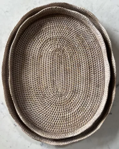 Rattan Scallop Oval Tray - Large