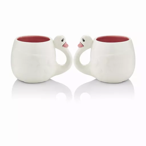 Set of 2 Swan Ceramic Mugs