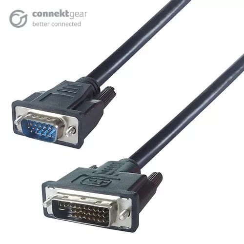 connektgear 3m VGA to DVI-I Monitor Connector Cable - Male to Male - 24+5 Analogue