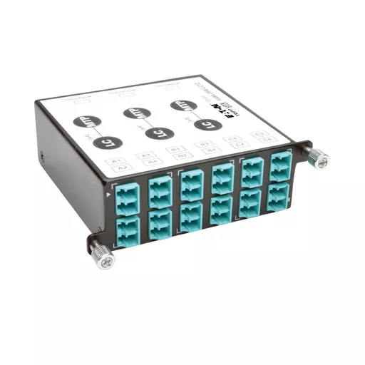 Tripp Lite N484-3M8-LC12 40/100Gb Breakout Cassette, 40Gb to 4 x 10Gb, 100Gb to 4 x 25Gb, (x3) 8-Fiber MTP/MPO to (x12) LC Duplex, Type-B Polarity