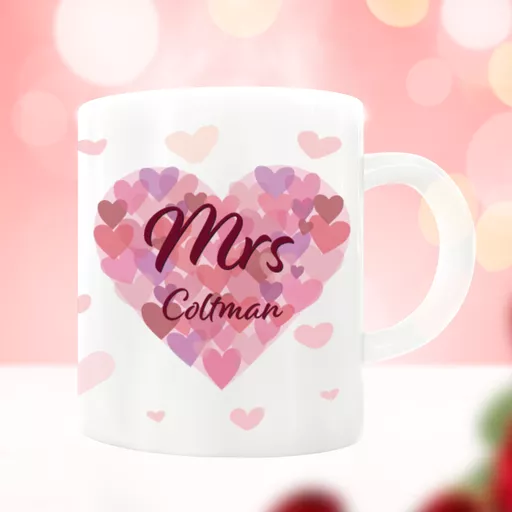 Personalised Heart Design Valentine's Mug
