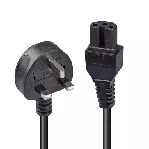 Lindy 2m Mains UK 3 Pin Plug to Hot Conditioned IEC C15 Power Cable – Kettle Lead