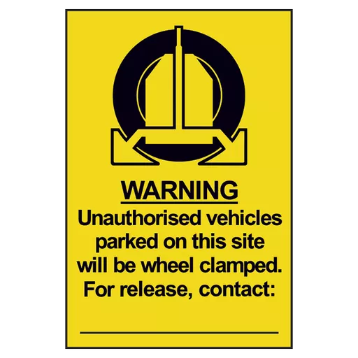 ASEC `Unauthorised Vehicles Will Be Clamped` Sign 200mm x 300mm
