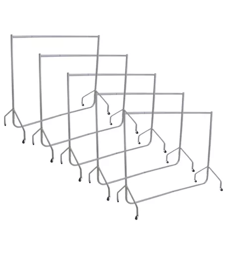 5 Pack Bundle - 6ft Silver Heavy Duty Clothes Rail