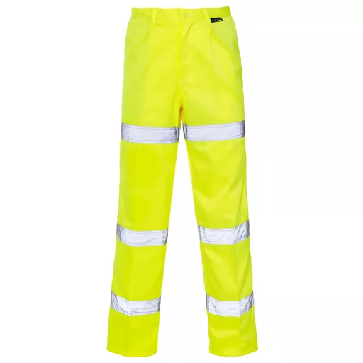 Supertouch Hi Vis Yellow 3 Band Polycotton Trousers