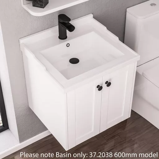 Hardwick 90cm x 46cm 1 Tap Hole Ceramic Square Basin - White
