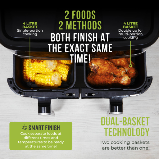 Tower Vortx 8L Dual Basket Air Fryer With Viewing Windows, Black - Image 9