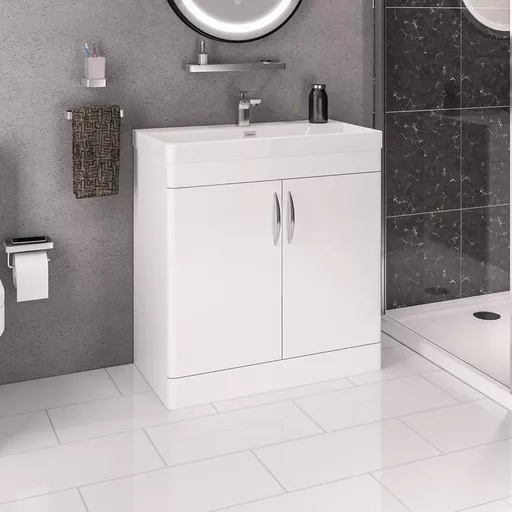 Cavone 80cm x 41cm 1 Tap Hole Polymarble Basin - White