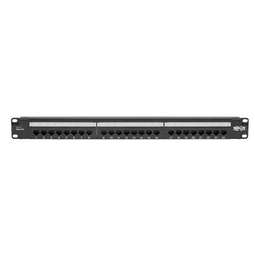 Tripp Lite N252-P24 Cat6 24-Port Patch Panel - PoE+ Compliant, 110/Krone, 568A/B, RJ45 Ethernet, 1U Rack-Mount, TAA