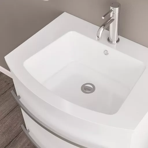 Centa 60cm Curved Ceramic Basin - White