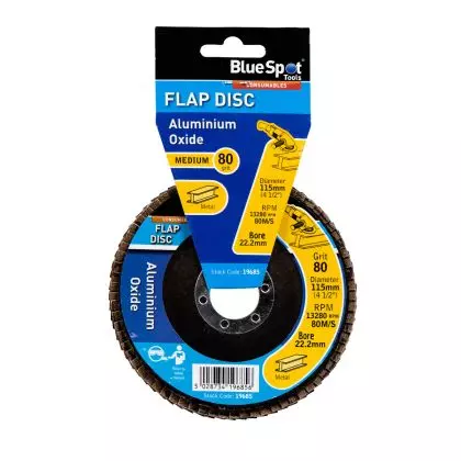 115mm (4.5") 80 Grit Aluminium Oxide Flap Disc (Header Card)