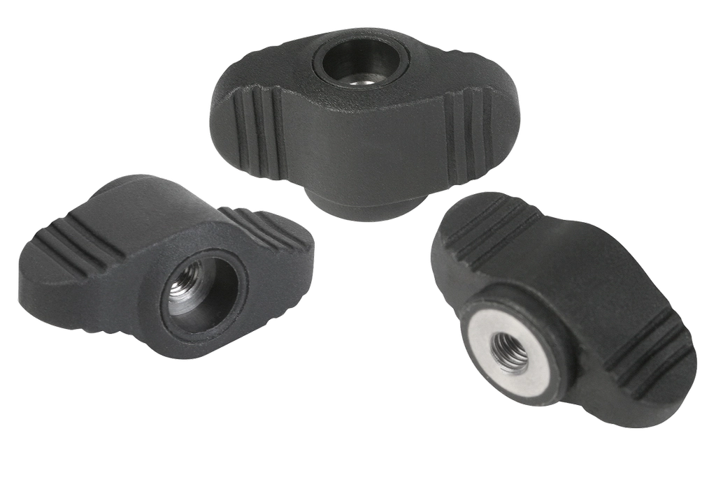 K0658 Inch - Miniwing grips Tapped Through Parts In Steel And Stainless Steel