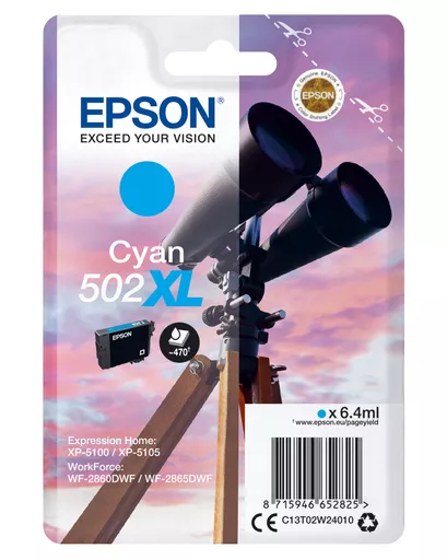 Epson C13T02W24010/502XL Ink cartridge cyan high-capacity, 470 pages 6,4ml for Epson XP 5100