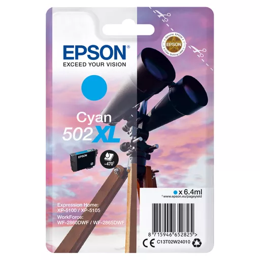 Epson C13T02W24010/502XL Ink cartridge cyan high-capacity, 470 pages 6,4ml for Epson XP 5100