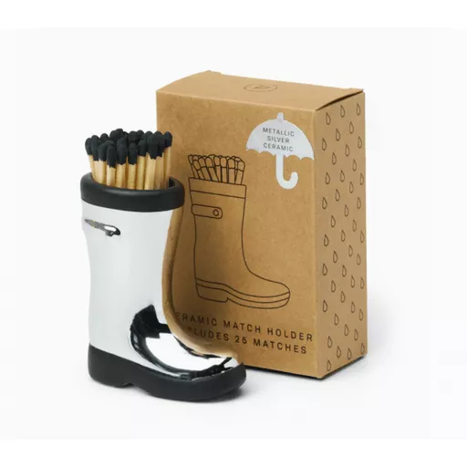 Paddywax Wellington Boot Matches Holder (25 Pcs) - Chrome