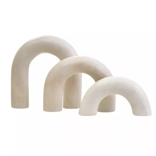 -Decorative Arch Sculptures, Agata, White Marble, Set of 3