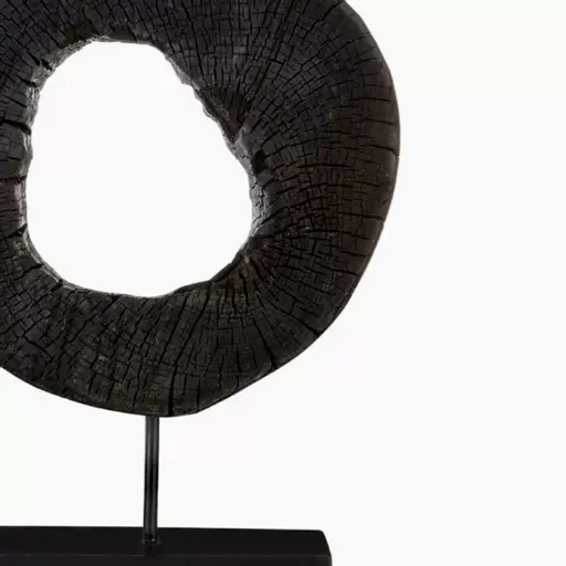 Rustic Circle Sculpture, Aleksandra, Black, Small