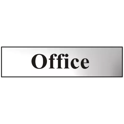 ASEC `Office` 200mm x 50mm Chrome Self Adhesive Sign