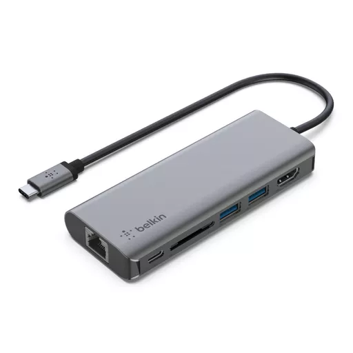 Belkin AVC008BTSGY notebook dock/port replicator USB 3.2 Gen 1 (3.1 Gen 1) Type-C Black, Grey