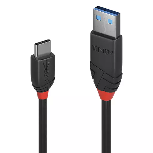 Lindy 1.5m USB 3.2 Type A to C Cable 3A, Black Line