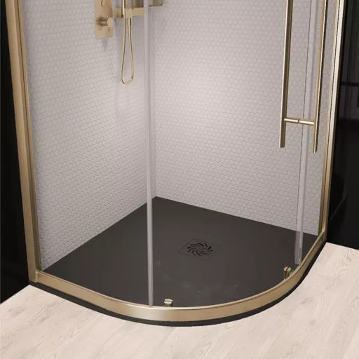 Crossland  900x900mm Quad Shower Tray with Slate  Finish - Black