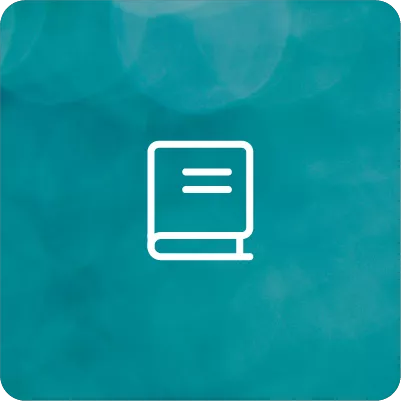 Blue bokeh background with book icon