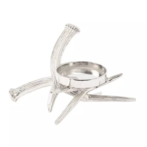 Textured Silver Antler Pillar Holder