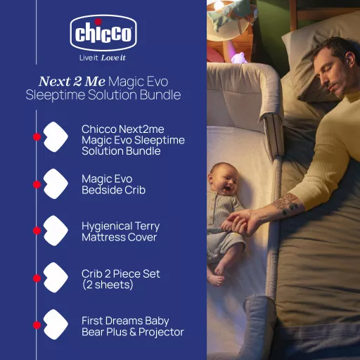 Chicco Next2Me Magic Evo Sleeptime Solution Bundle in Desert Taupe