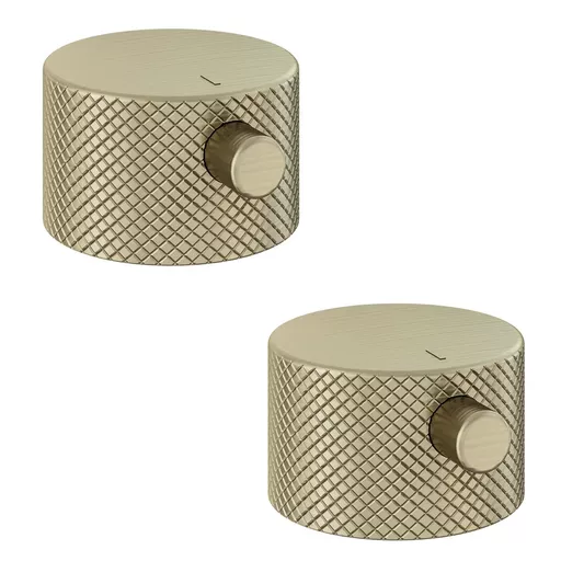 (Pair) Meriden Full Knurling Tap Handles - Brushed Brass
