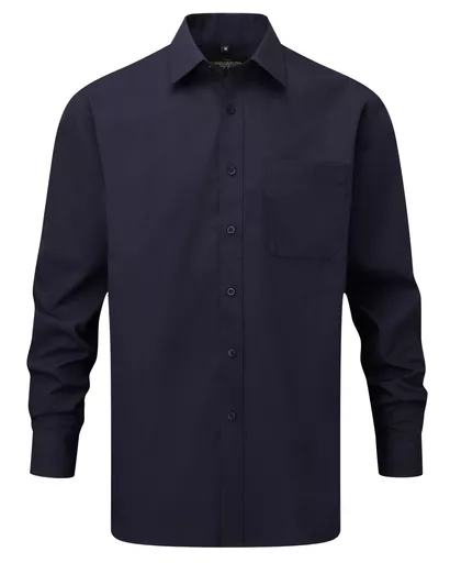 Men's Long Sleeve Polycotton Easy Care Poplin Shirt