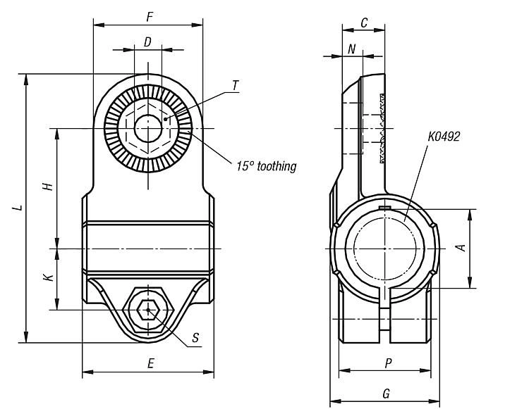 Tube Clamp Joint Block. Internal Teeth. To Suit 18mm Round Tube. Plastic.