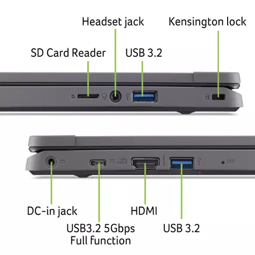 Acer TravelMate B NX.B0EEK.001 notebook N200 35.6 cm (14") Intel® N 8 GB DDR-SDRAM 128 GB SSD Windows 11 Pro Education Black