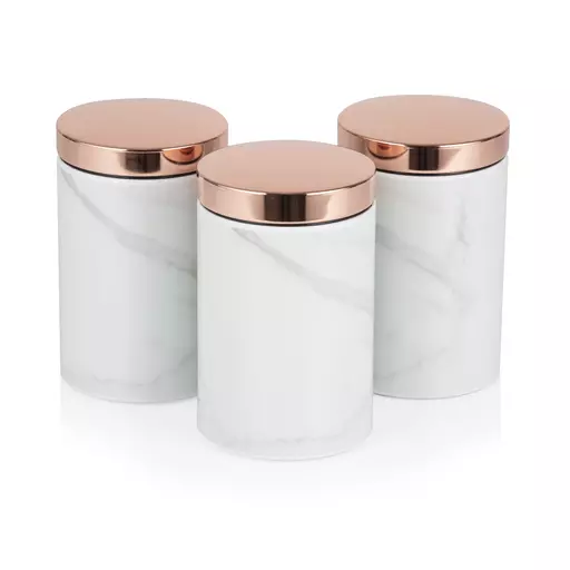 Marble Rose Gold Set of 3 Canisters